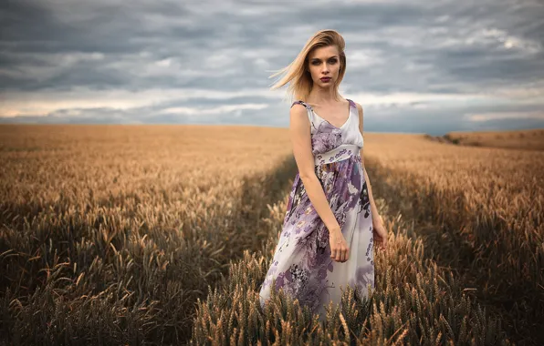 Wheat, look, pose, model, portrait, makeup, dress, hairstyle