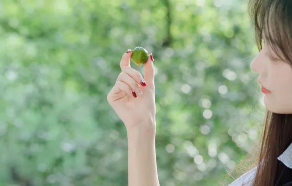 Beautiful, Asian, Model, Lime, Woman, Cute, Pretty, Petite
