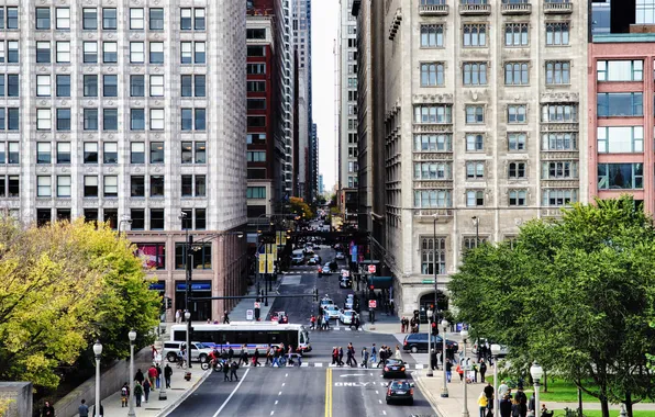 Picture Street, Chicago, Movement, Skyscrapers, Building, America, Il, Chicago