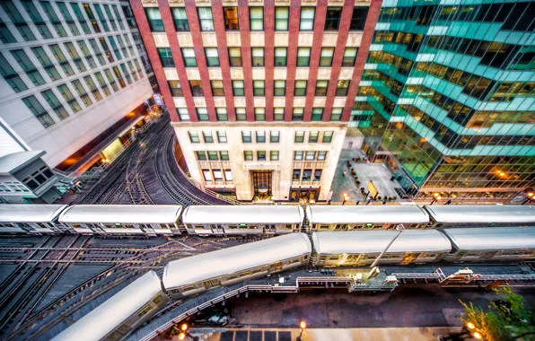 The city, home, Chicago, train, railway road