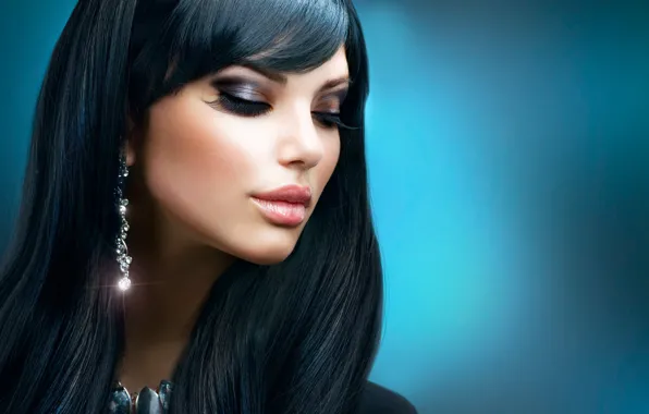 Picture face, earrings, makeup, brunette