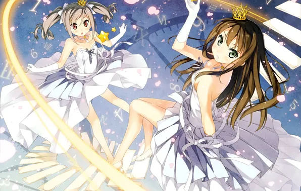 Crown, neckline, stage, corset, dial, white dress, gloves elbow, idolmaster cinderella girls