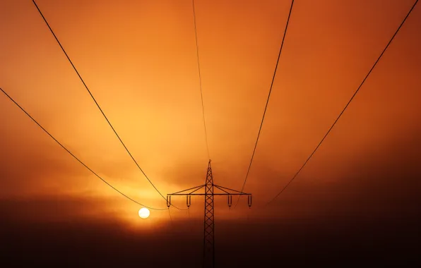 Picture the sky, night, power lines