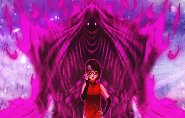 Girl, game, Naruto, anime, sharingan, ninja, asian, glasses