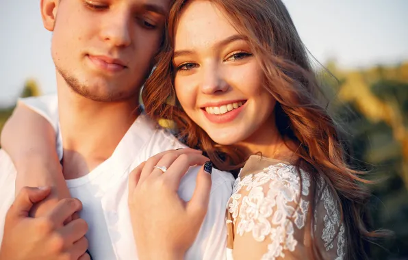 Girl, nature, pair, guy, Romantic