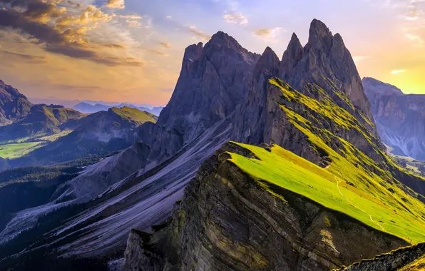 Clouds, Italy, Italy, The Dolomites, Dolomites, Space, Seceda Peak, shadow and light