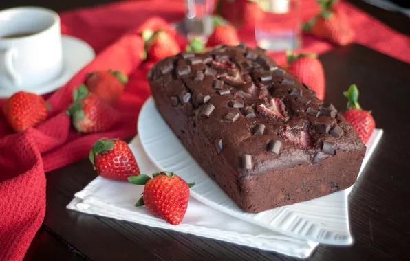 Chocolate, strawberry, pie, cake, dessert
