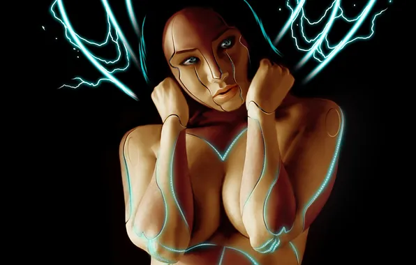 Chest, look, girl, fiction, robot, art, Android, satyo