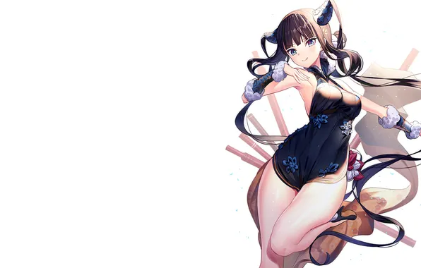 Girl, sexy, long hair, dress, legs, boobs, anime, beautiful