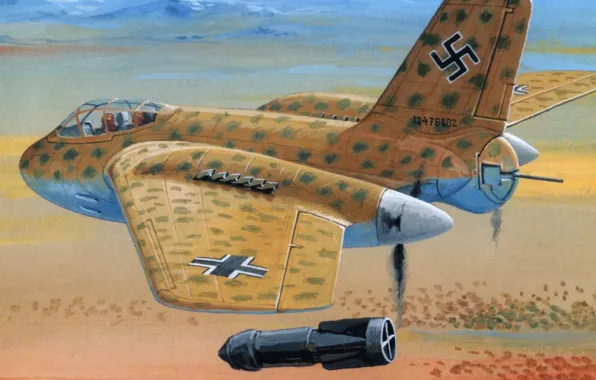 Figure, bomb, fighter, prototype, heavy, Attack, Messerschmitt Me 329