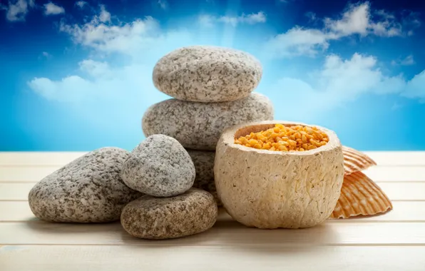 Picture stones, sky, Spa, stones, spa, salt, bath salt