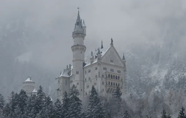 Picture winter, snow, mountains, castle