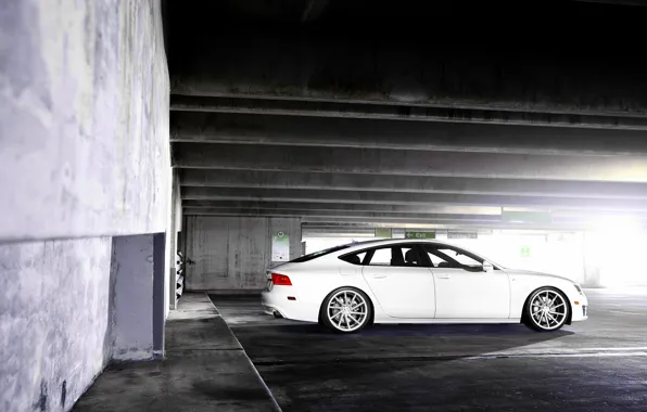 Picture Audi, Audi, white, wheels, side, vossen