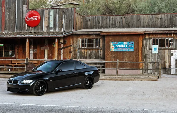 Picture road, black, tuning, BMW, coupe, BMW, the saloon, 3 Series