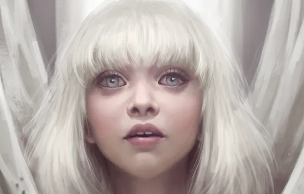 Picture eyes, look, girl, white hair, art, Maddie Ziegler, Sia