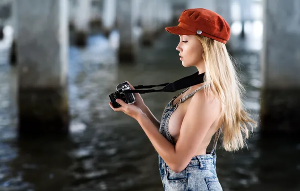 Picture summer, face, model, hat, body, blonde, camera