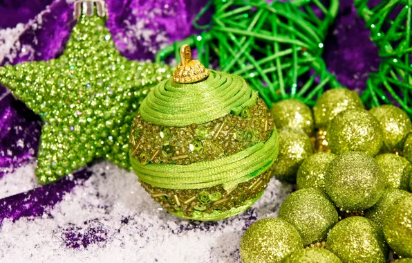 Decoration, holiday, balls, toys, stars, Christmas, New year, shiny