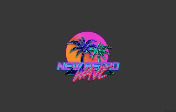 Music, Neon, Palm trees, Background, Synthpop, Synth, Retrowave, Synthwave