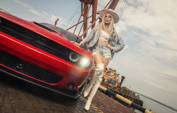 Girl, sweetheart, model, Shorts, blonde, Wallpaper, Hat, Dodge