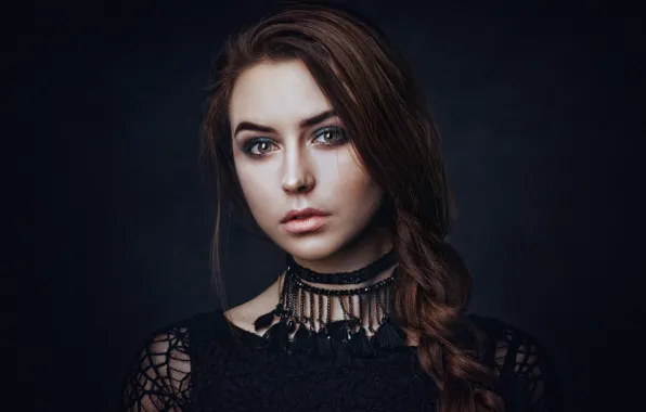 Girl, background, portrait, makeup, hairstyle, braid, brown hair, beautiful