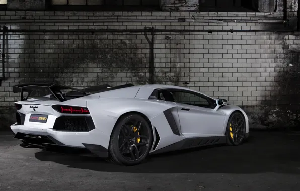 Picture white, Lamborghini, supercar, tuning, back, LP700-4, Aventador, Novitec