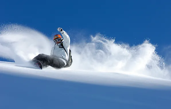 Winter, snow, mountains, snowboarding, the descent, sport, snowboard, snowboarder