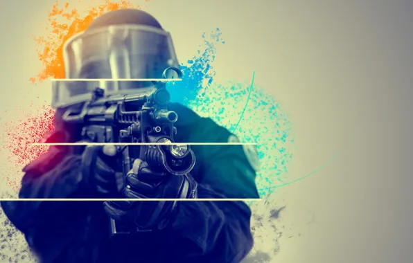 Weapons, paint, art, soldiers, art