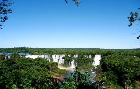 Picture greens, trees, squirt, foliage, waterfall, Cataratas del Iguazu