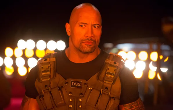 Picture night, lights, action, Dwayne Johnson, vest, Dwayne Johnson, Fast and furious 6, Furious 6