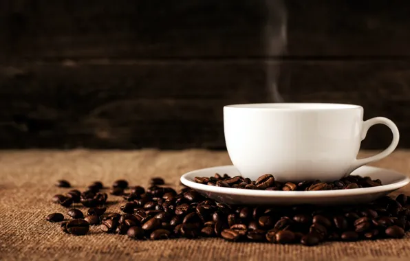 The dark background, coffee, couples, mug, drink, coffee beans