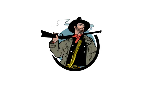 Picture weapons, smoke, hat, cigarette, cowboy, rifle