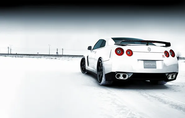 Winter, snow, Nissan GTR Snowy Field