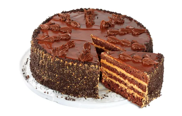 The sweetness, chocolate, cake, white background