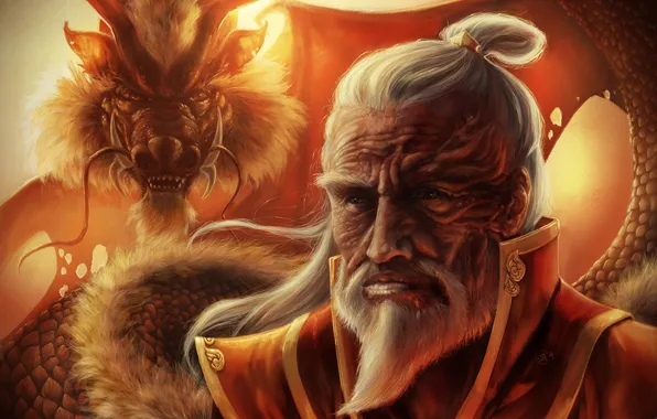 Dragon, the old man, Avatar, scar, old, fan art, Zuko