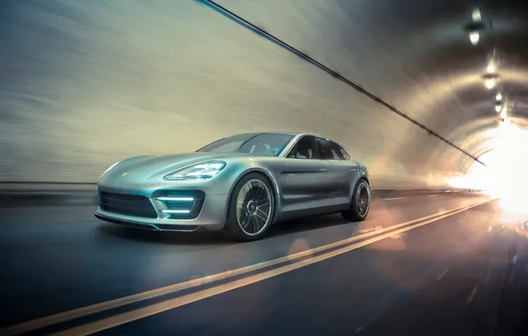 Concept, speed, Porsche, the tunnel, Panamera, supercar, the front, Porsche Panamera Sport Turismo Concept