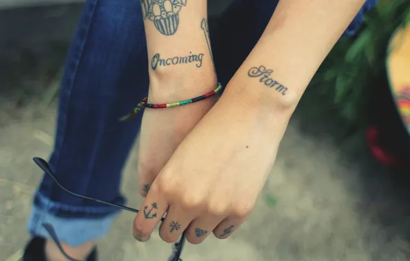 Hands, tattoo, tattoo, diamond, anchor