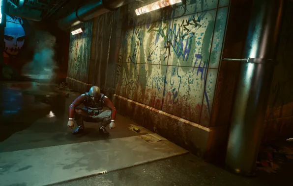 The tunnel, Cyberpunk 2077, Yard, Cyberpunk 2077, Gopnik, Bully, Night city 2077