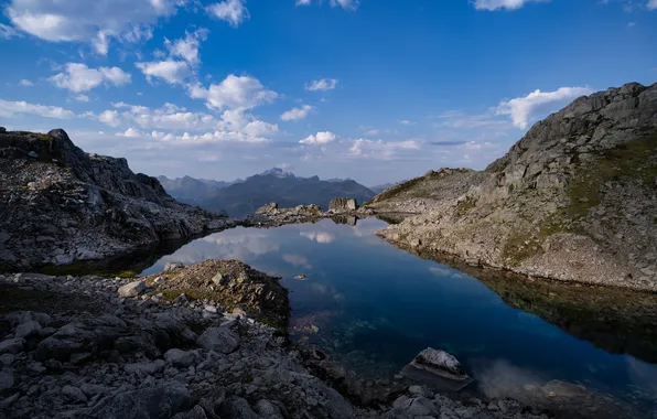 Picture mountains, lake, Norway, The Lofoten Islands