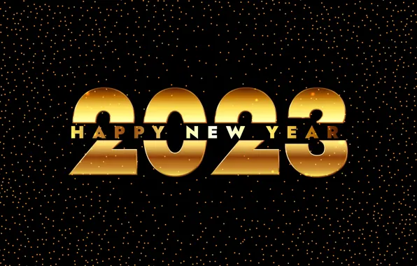 The inscription, Shine, point, figures, New year, black background, gold plated, gold