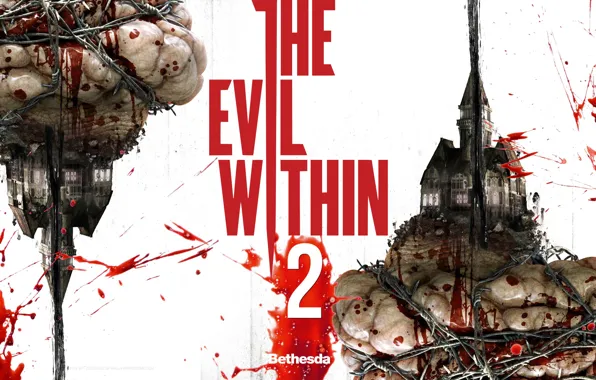 Picture blood, house, game, rain, torment, barbed wire, The Evil Within, terror