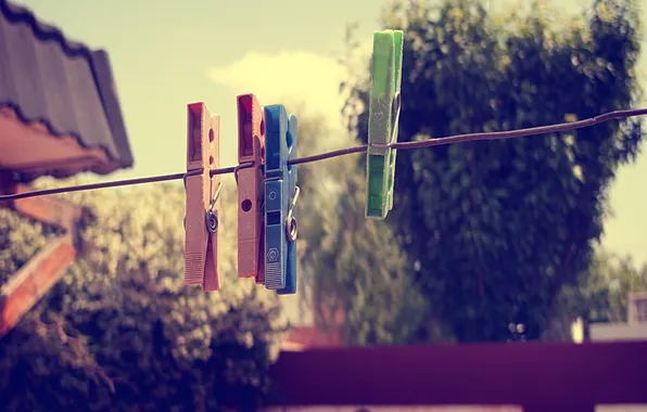 Background, colored, rope, clothespins