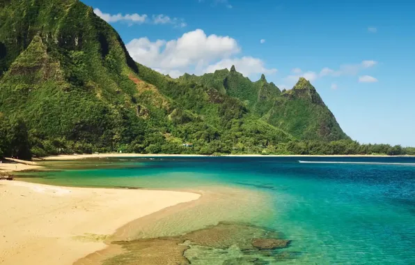 Sea, mountains, Hawaii