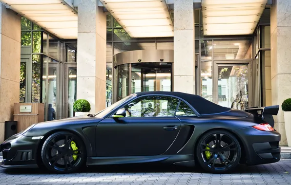 911, 997, Porsche, black, matt, techart, building, cabriolet