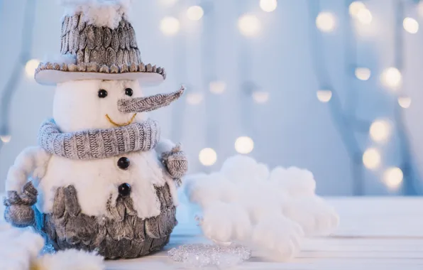 Picture winter, snow, snowflakes, New Year, Christmas, snowman, happy, Christmas
