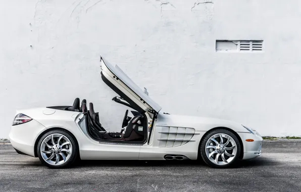 Roadster, White, Door, 2009, Side View, Mercedes-Benz SLR McLaren