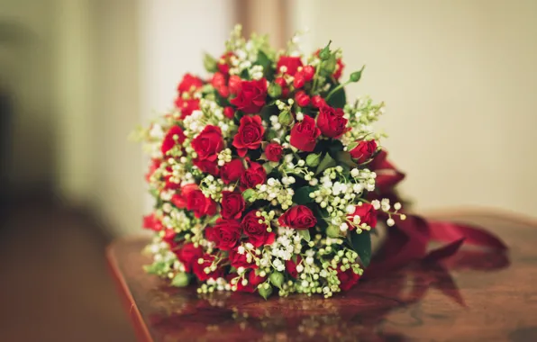 Picture red, roses, bouquet, red, beautiful, wedding, beautiful, lovely