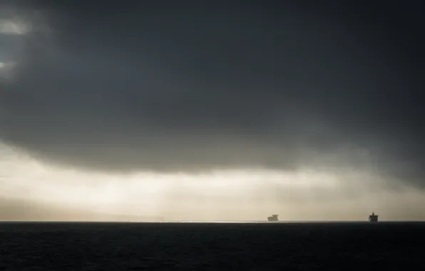 Picture sea, landscape, fog, ship