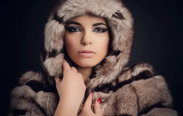 Look, girl, face, coat, fur, beauty, Paloma