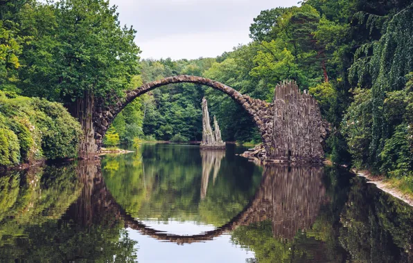 Wallpaper water, bridge, nature, round, Germany, Germany, Kromlau ...