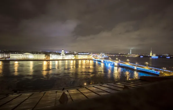 Night, lights, Peter, Saint Petersburg, Russia, Russia, SPb, St. Petersburg